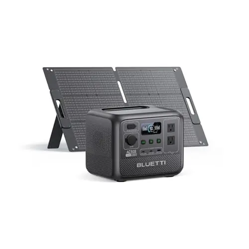 BLUETTI AC50B Solar Generator with 100W Solar Panel Included (Ships Separately), 448Wh/700W Portable Power Station, 65W USB-C PD Output, LiFePO4 Battery Backup for Travel, Camping, Outage