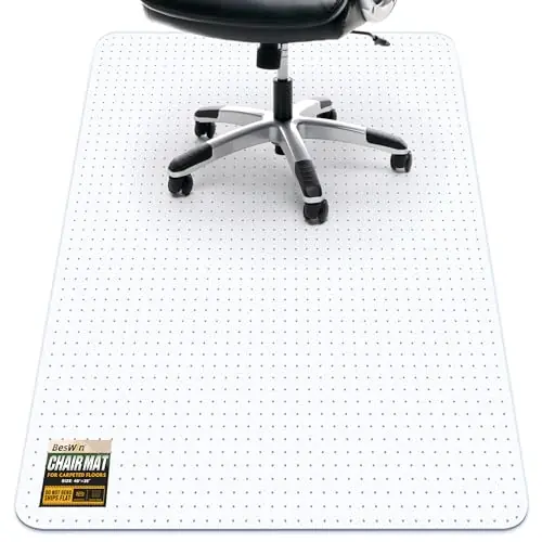 BesWin Office Chair Mat for Carpet, 36" x 48" Heavy Duty Hard Material Computer Chair Mat
