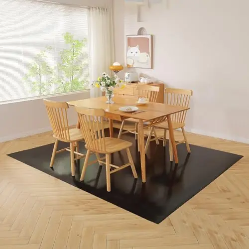 Black Chair Mat for Hardwood Floor, 58 x 84 Inch Plastic Floor Protector, 5‘×7‘ Area Rug for Dining Room