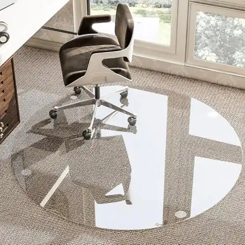46 inch Heavy Duty Round Hard Floor Mat for Office Desk, Rolling Chair Mat for Carpet & Hardwood Floor