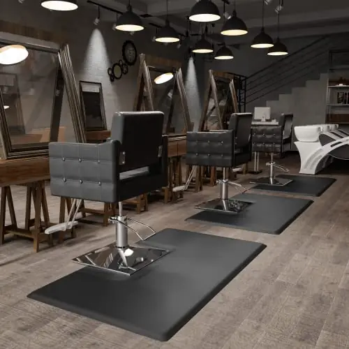 Barber Floor Mat Anti Fatigue for Stylist Standing, 3/4‘‘ Thick Comfort Hair Matt Square Base for Salon Styling Chair
