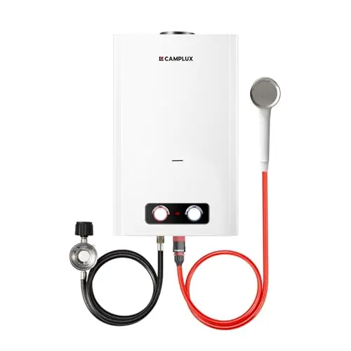 CAMPLUX Tankless Water Heater, 5.28 GPM Propane Water Heater Camping, Outdoor for Cabin, Off-grid, Tiny House & Mobile Home, 136,000 BTU, BD528