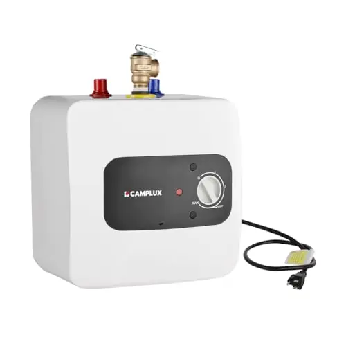 CAMPLUX Pro ME25B Mini Tank Electric Water Heater On-demand Water Heater 2.5 Gallons with Cord Plug 1.44kW at 110V 120V, UL Listed