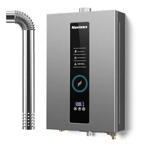 Tankless Water Heater, Novieex On Demand Water Heater Propane Gas, Up to 3.6 GPM, 86,000 BTU Instant Hot Water Heater with LED Display, Indoor Installation, 2-3 Point Use for Family Bathroom Kitchen