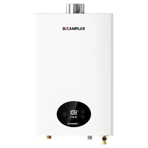CAMPLUX Climatech 3 Tankless Water Heater Propane 3.6 GPM, 82,000 BTU High Efficiency Instant On-Demand Hot Water, 2-3 Points Gas Tankless Water Heater Indoor, White, CX360
