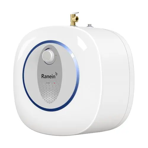 Ranein Electric Mini Tank Water Heater, 8 Gallons Point of Use Hot Water Heaters 120V 1440W, Under Sink, Floor Mounted, Ideal for Kitchen, Bathroom and RV