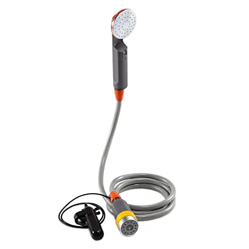 Ivation Portable Camping Shower Compact Handheld & Hands-Free Rechargeable Outdoor Shower Head & Cleaning System w/ 3.7V Pump, 6-Ft Hose, Bidet Head, Removable Filter, Multiuse Hook & USB Cable