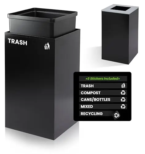 Commercial Indoor Recycle Bin - 29 Gallon Modern Looking Black Recycle Bin, Office Recycling Bins