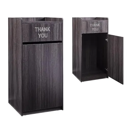 Trash Can Cabinet, Commercial Trash Cans 40 Gallon Wooden Trash Can and Garbage Receptacle with Tray Holder