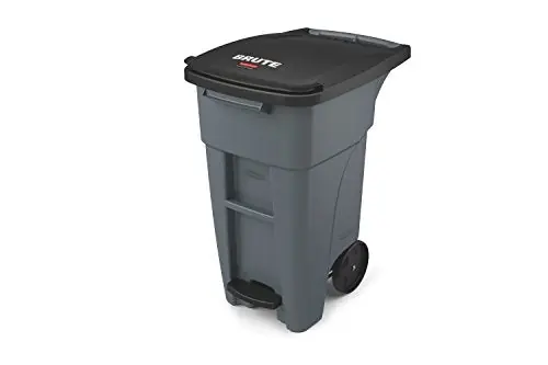 Commercial Products Brute Step-On Rollout Trash/Garbage Can/Bin with Wheels 32 GAL Gray for Restaurants