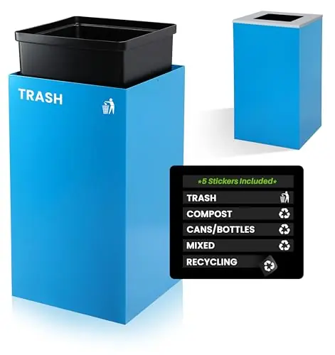 Commercial Indoor Recycle Bin with Lid - 29 Gallon Blue Recycle Bin Recycle Trash Can Office Recycling Bins