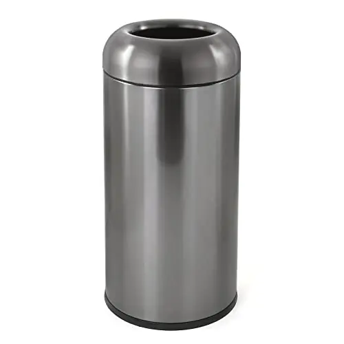 Stainless Steel Trash Can Outdoor Large Garbage Can with Lid Open Top Trash Bin Commercial Big Kitchen Garbage Bin