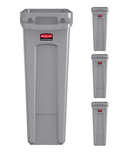 Rubbermaid Commercial Products Slim Jim Trash Can Waste Bin with Venting Channels, Gray