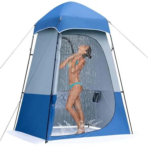 Camping Shower Tent, 7.9 FT Extra Tall Oversize Privacy Tents, Portable Outdoor Bathroom Toilet Tent with Floor, Easy Set Up Privacy Shelter for Dressing, Hiking, Fishing, UPF50+