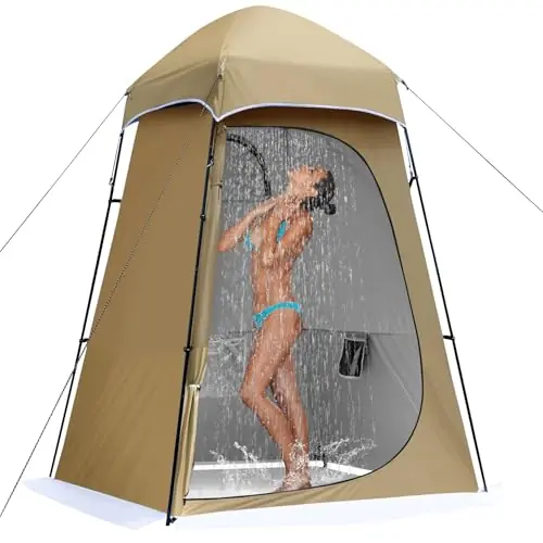 Camping Shower Tent, 7.9 FT Extra Tall Oversize Privacy Tent, Portable Outdoor Bathroom Toilet Tents with Floor, Easy Set Up Privacy Shelter for Dressing, Hiking, Fishing, UPF50+