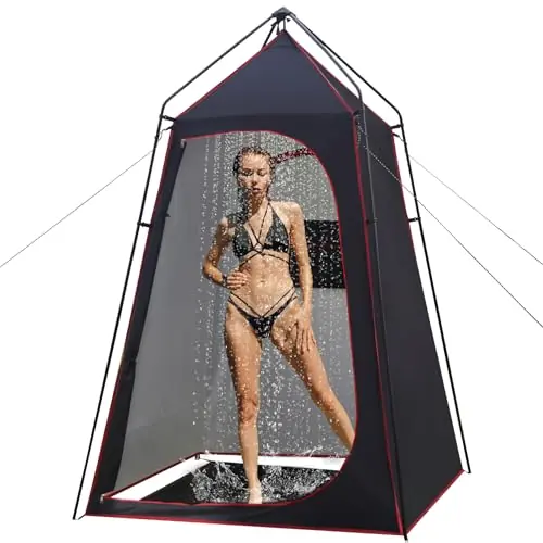 Camping Shower Tent, Portable Outdoor Privacy Shelter for Showering & Changing, 7.2 FT Easy-Setup Toilet Tent with Floor & UPF 50+, Ideal for Hiking, Fishing, Beach
