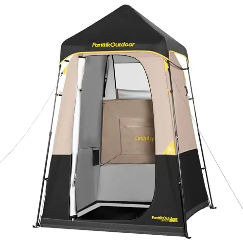 FanttikOutdoor Zeta A1 Pro Shower Tent 1 Rooms, Portable Privacy Shelter for Shower & Dressing, Instant Setup in 60 Seconds with Rainfly & Windproof, Ideal for Camping & Hiking, Fishing, Beach