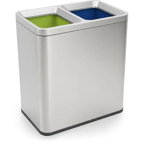Simpli-Magic 70 Liter / 18.5 Gallon Rectangular Open Top Dual Compartment Recycling Trash Can