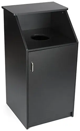 Displays2go Commercial Trash Bin with Black Finish, MDF Construction