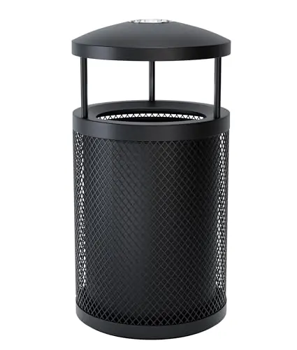 Commercial Outdoor Trash Can, Round Waste Receptacle for Parks