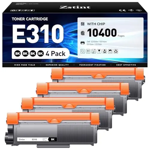 Toner Cartridge 4-Pack Black Replacement for Dell E310 E310dw E514 E515 P7RMX PVTHG 593-BBKD Toner Compatible with Dell Wireless Monochrome