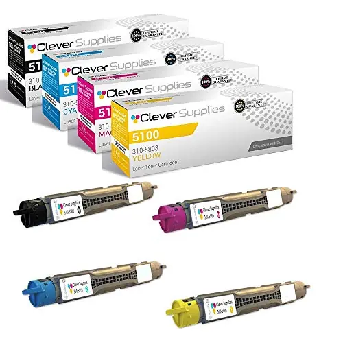 CS Replacement Toner Cartridge Compatible with Dell 5100 310-5807 Black 310-5810 Cyan