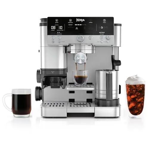 Ninja Luxe Café Premier 3-in-1 Espresso Machine, Drip Coffee, & Rapid Cold Brew Built-in Coffee Grinder, Hands-Free Milk Frother, Assisted Tamper for Cappuccinos & Lattes Stainless Steel ES601