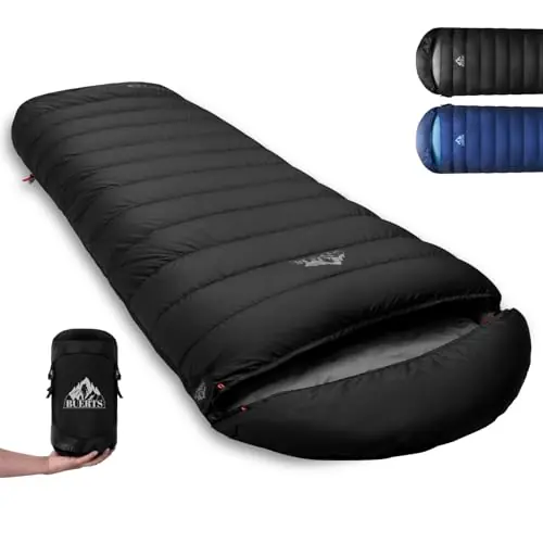 BUERTS Down Sleeping Bag for Adults. 680FP Ultralight Portable, Backpacking Sleeping Bag for Hiking, Camping, Mountaineering, expeditions and Backpacking. with Compression Sack