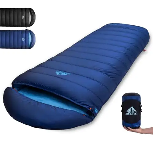 BUERTS Lightweight Sleeping Bag for Adults. 14 to -18°F.Weighs only 4.45 lb. Down Sleeping Bag for Hiking, Camping, Mountaineering, Adventure and Backpacking.