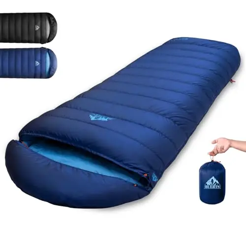 BUERTS Down Sleeping Bag for Adults. 680FP Ultralight Portable, Backpacking Sleeping Bag for Hiking, Camping, Mountaineering, expeditions and Backpacking. with Compression Sack
