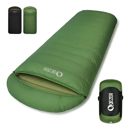 QEZER XL Sleeping Bag-600 Fill Power Down Sleeping Bag for Adults, Ultralight Ideal for Backpacking, Camping, Hiking