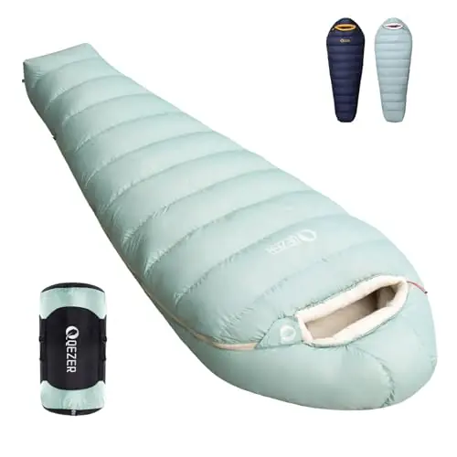 QEZER Down Sleeping Bag for Adults with 620 Fill Power Down Ultralight Mummy Backpacking Sleeping Bag