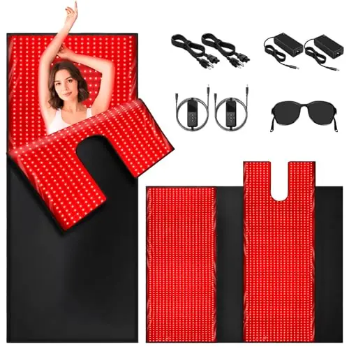 lawind Red Light Therapy Mat for Full Body, 88"x83" Red Therapy Blanket with 2632 3-in-1 Chip LEDs, 660nm & 850nm Dual Wavelength Infrared Red Light Therapy for Better Sleep & Relaxation