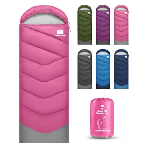 TANSTRIDER Sleeping Bags for Adults Warm Weather,3-4 Season 3lb Lightweight Sleeping Bag for Kids Girls Boys with Compression Sack,Camping Essentials Gear, Hiking,Travel,Backpacking,Outdoor & Indoor