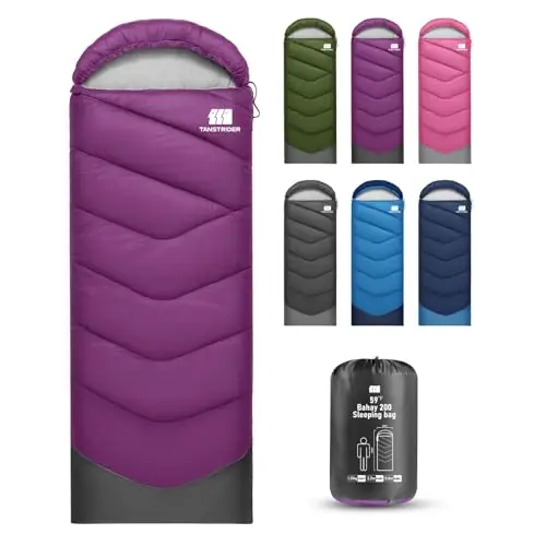 TANSTRIDER Sleeping Bags for Adults Warm Weather,3-4 Season 3lb Lightweight Sleeping Bag for Kids Girls Boys with Compression Sack,Camping Essentials Gear, Hiking,Travel,Backpacking,Outdoor & Indoor