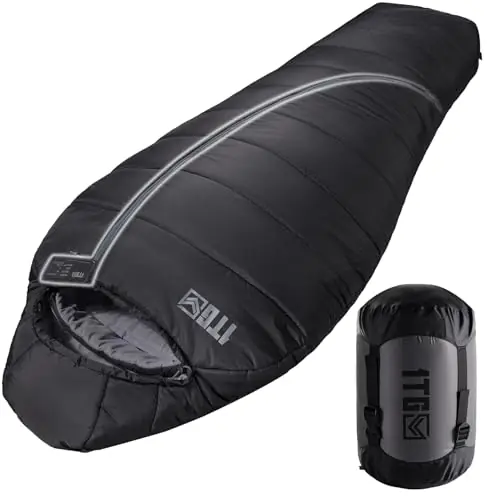 Mummy Sleeping Bag for Adults, 25℉-36℉ Cold Weather Backpacking Sleeping Bag, Lightweight 3-4 Season Winter Camp Bag with Adjustable Hood & Compression Sack, Machine Washable