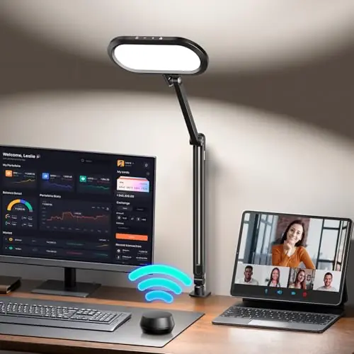 LED Desk Lamp for Home Office, Eye-Care Double-Sided Desk Light with Stepless Dimmable Knob Remote