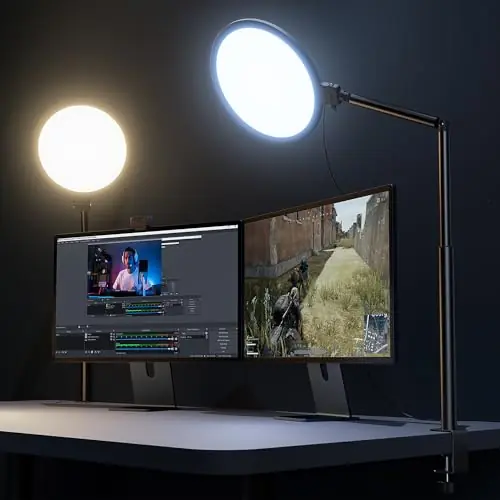 Weilisi 10.2" Desk Ring Light with Stand, 360° Rotate Desk Lamps for Home Office with C-Clamp