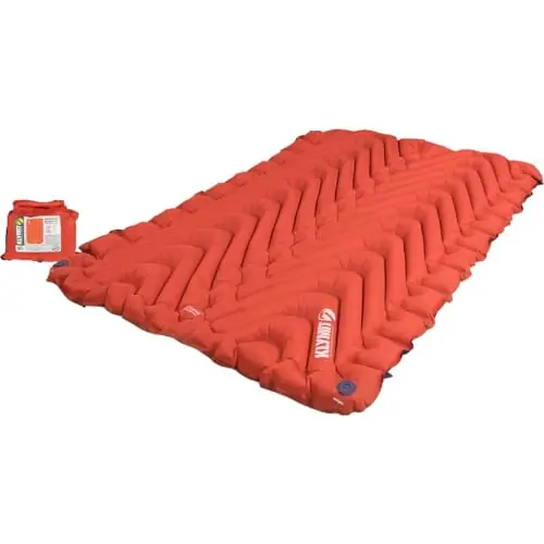 KLYMIT Insulated Double V Inflatable Sleeping Pad Thick, Lightweight, Easy to Inflate, Foldable Air Bed for Camping & Backpacking