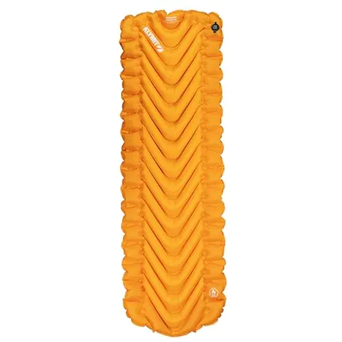 KLYMIT Insulated Static V2 Inflatable Sleeping Pad Upgraded Comfort Portable, Ultralight, Easy to Inflate, Foldable Air Bed for Camping, Backpacking & Hiking — Saffron