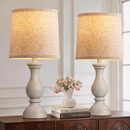 Table Lamps Set of 2 - Rustic Bedroom Lamps for Living Room, 22" Boho Bedside Lamp for Night Stands End Table Office Desk Lamp Nightstand
