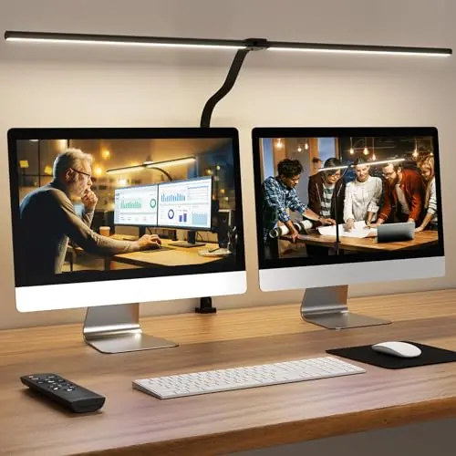 LED Desk Lamp for Home Office, 24W Computer Desk Light with Remote Control, Bright Table Lamp with Clamp