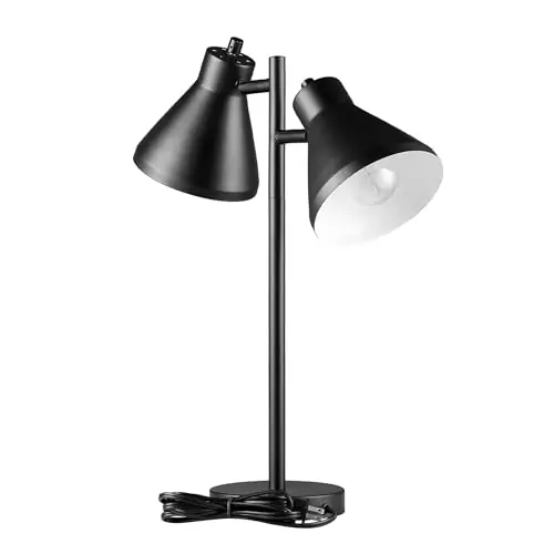 Globe Electric 18" 2-Light Desk Lamp, Industrial Design, Pivoting Heads