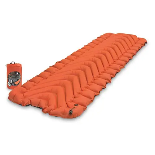 KLYMIT Insulated Static V Inflatable Sleeping Pad Comfortable, Lightweight, Easy to Inflate, Portable Air Bed Mattress for Camping, Backpacking and Hiking — Orange
