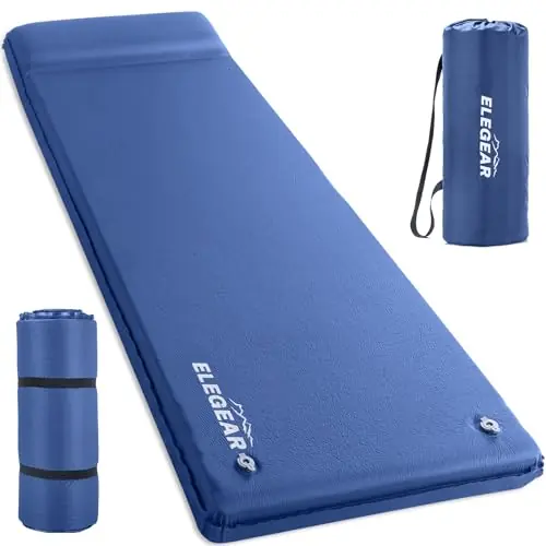 Elegear CumbreX™ Self Inflating Sleeping Pad, 3.15" Ultra-Thick Memory Foam Camping Pad with Pillow Fast Inflating in 20s Insulated Camping Mattress Pad 4-Season Camp Sleeping Mat for Camp/Travel/Tent