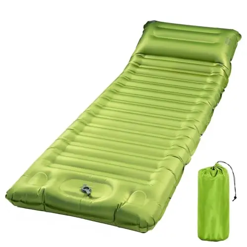 Minthouz Camping Sleeping Pad, 5 Inch Thick Inflatable Camping Pad, Foot Pump Fast Inflation, Portable Sleeping Mat for Camping Backpacking Hiking Traveling Tent