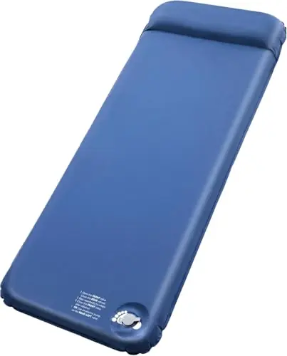 Andola Memory Sleeping Pad, 3.1" Ultra-Thick Foam Sleeping Mat for Camping, Self-Inflating Sleeping Pad with Pillow, Quiet & 9.5 R-Value, 4-Season Camping Mattress Pad for Tent Car Travel (Dark Blue)