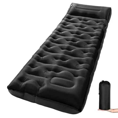 KASBAH Camping Sleeping Pad,Extra Wide 6 inch Thick Inflatable Sleeping Pads with Built-in Foot Pump and Pillow,Ultralight Camping Mat Gear for Outdoor Hiking,Camping