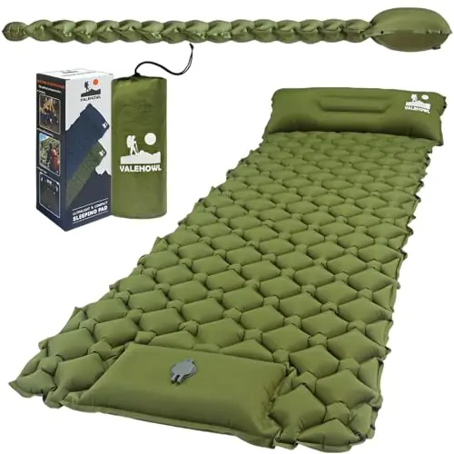 VALEHOWL 1.8 Pounds Ultralight Camping Sleeping Pad - R-Value 3.0 for 4 Seasons, Durable & 100% Waterproof Outdoor Air Mattress, Compact Sleeping Mat for Hiking, Backpacking, Travel