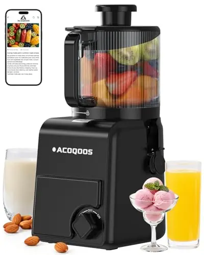 ACOQOOS Juicer Machines, 6.5" Extra Large Feed Chute Cold Press Juicer 3-IN-1 with Sorbet & Nut Milk, BPA Free, Easy to Clean, 100 OZ Hopper, Ultra Black